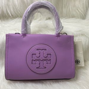 NWT Authentic NWT Tory Burch Ella Mini Tote Bright Amethyst NEW 145613